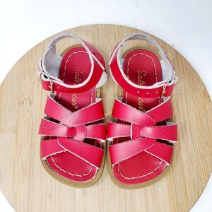 Saltwater Sandals Kids 7 Red Toddler Flats Strappy Play Shoes Girls